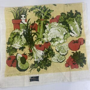Vintage 1960’s Kay Dee Handprint 100% Pure Linen Kitchen Towel Vegetables 30x16